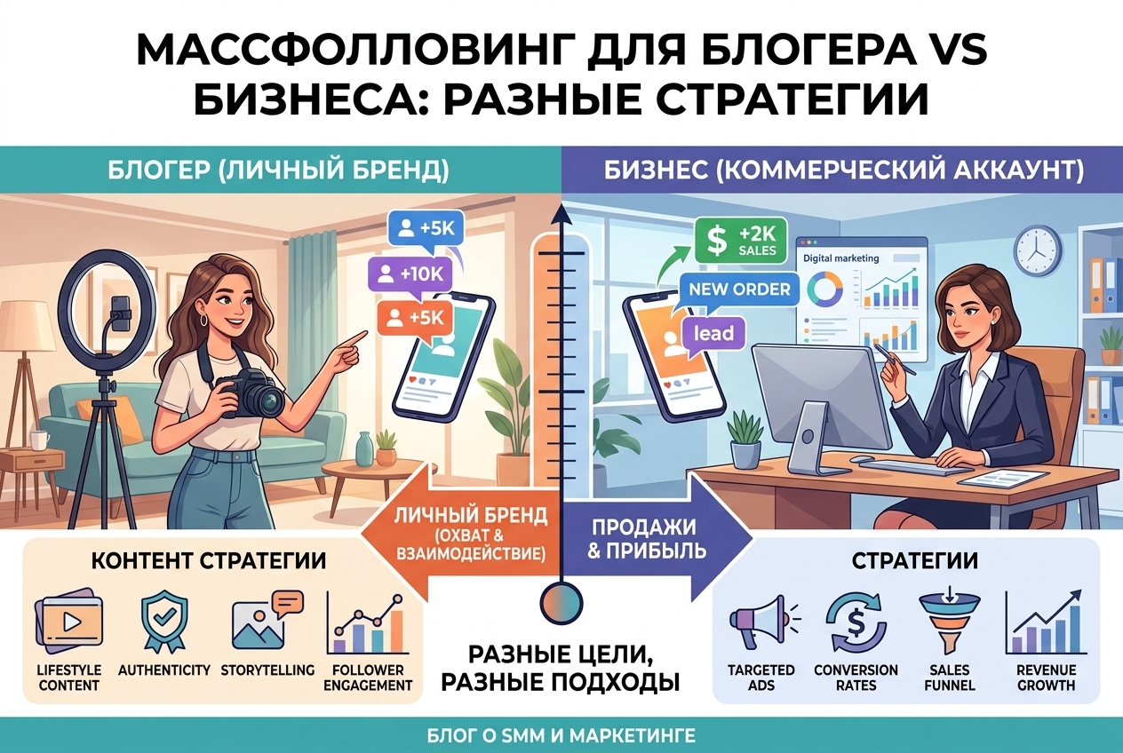 Масcфолловинг для блогера vs бизнеса: разные стратегии